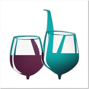 Elegant Wine Glass Duo - Minimalist Vino Art No. 660 Posters and Art